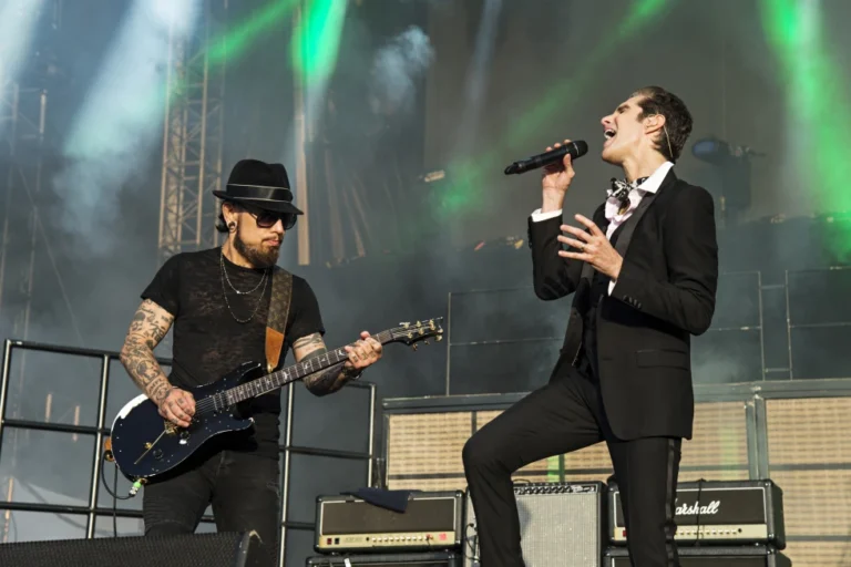 Dave Navarro, left, and Perry Farrell of Jane’s Addiction perform during KAABOO 2017 at the Del Mar Racetrack and Fairgrounds on Sept. 16, 2017, in San Diego, Calif. (Photo by Amy Harris/Invision/AP, File)