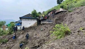 A landslide in Bagum, Ward 3 of Khwolasothar Rural Municipality, Lamjung, last year. Photo: Naveenraj Kuikel