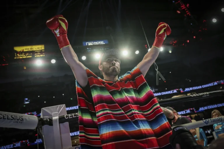 (Julio Cesar Chavez Jr. arrives for his cruiserweight boxing match against Jake Paul, in Anaheim, Calif., June 28, 2025. AP Photo: Etienne Laurent, File)