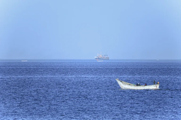 Fishermen are seen at sea in Nouadibou, Mauritania, on Jan. 7, 2025. (AP Photo/Khaled Moulay, File)