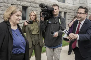 (Milwaukee County Circuit Judge Hannah Dugan leaves the federal courthouse after a hearing in Milwaukee on Thursday, May 15, 2025. AP Photo: Andy Manis, File)