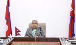 राष्ट्रको नाममा सम्बोधन गर्नुहुँदै प्रम कार्की
काठमाडौँ, ९ असोजः अन्तरिम सरकारकी प्रधानमन्त्री सुशीला कार्कीद्वारा बिहीबार सिंहदरबारमा पहिलोपटक राष्ट्रको नाममा सम्बोधन गर्नुहुँदै । तस्बिरः प्रदीपराज वन्त÷रासस
