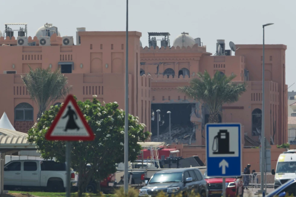 (Damage is seen after an Israeli strike targeted a compound that hosted Hamas’ political leadership in Doha, Qatar, Wednesday, Sept. 10, 2025.  AP Photo: Jon Gambrell)