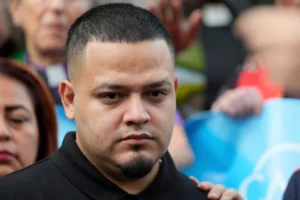 (Kilmar Abrego Garcia attends a protest rally at the Immigration and Customs Enforcement field office in Baltimore, Monday, Aug. 25, 2025, to support Abrego Garcia.  AP Photo: Stephanie Scarbrough, File)