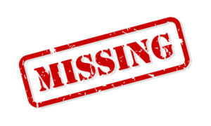 Missing red rubber stamp vector isolated