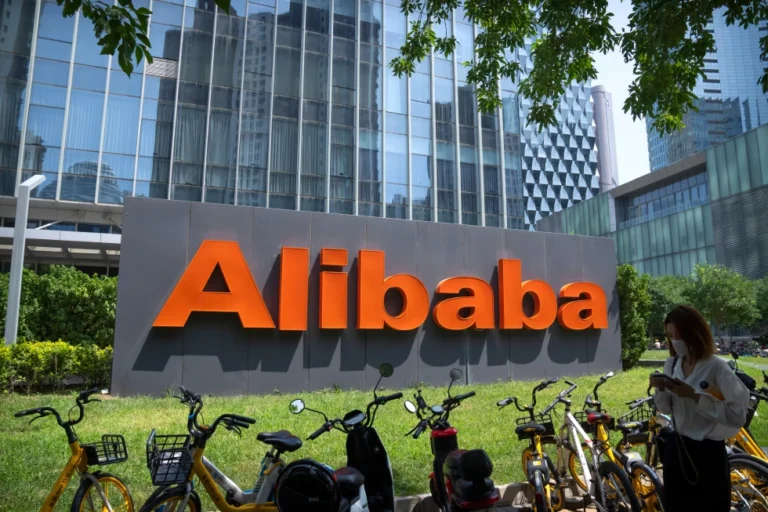(The logo of Chinese technology firm Alibaba is seen at its office in Beijing, Aug. 10, 2021.  AP Photo: Mark Schiefelbein, File)