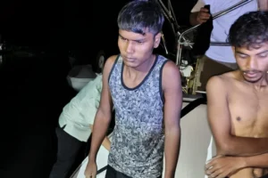 (This photo released by Malaysian Maritime Enforcement Agency shows migrants handed over to authorities after they were rescued by a sailboat, in waters off northern resort island of Langkawi, Malaysia, Saturday, Nov. 8, 2025.  Photo: Malaysian Maritime Enforcement Agency via AP)