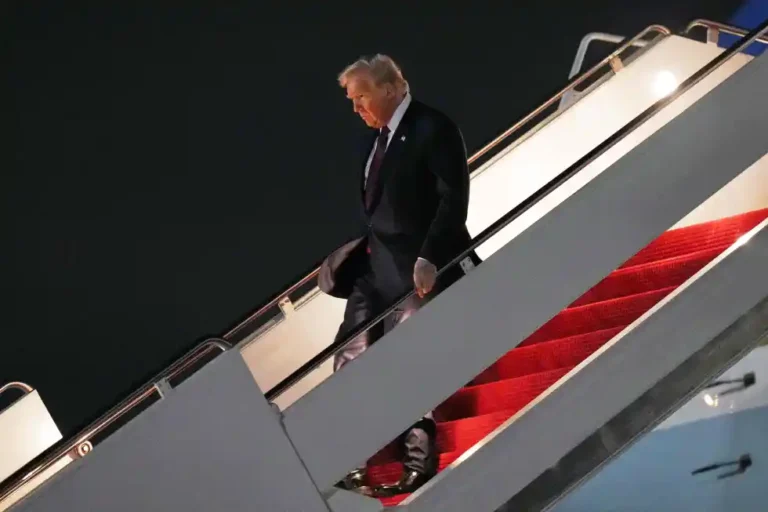(President Donald Trump walks off Air Force One, Wednesday, Nov. 5, 2025, at Joint Base Andrews, Md., after a day trip to Miami.  AP Photo: Jacquelyn Martin)