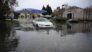 (A view of flooded street near the Meta Campus during heavy rain in Menlo Park, California, United States on December 24, 2025. Photo: Tayfun Coskun, Anadolu via Getty Images)