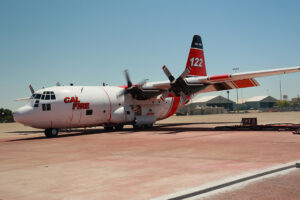 (CAL FIRE C-130 Hercules fixed-wing air tanker. Source: CALFIRE)