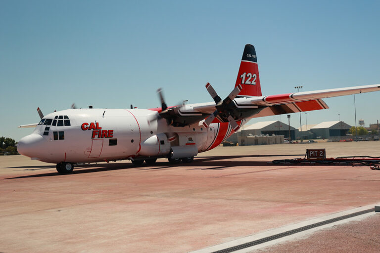 (CAL FIRE C-130 Hercules fixed-wing air tanker. Source: CALFIRE)