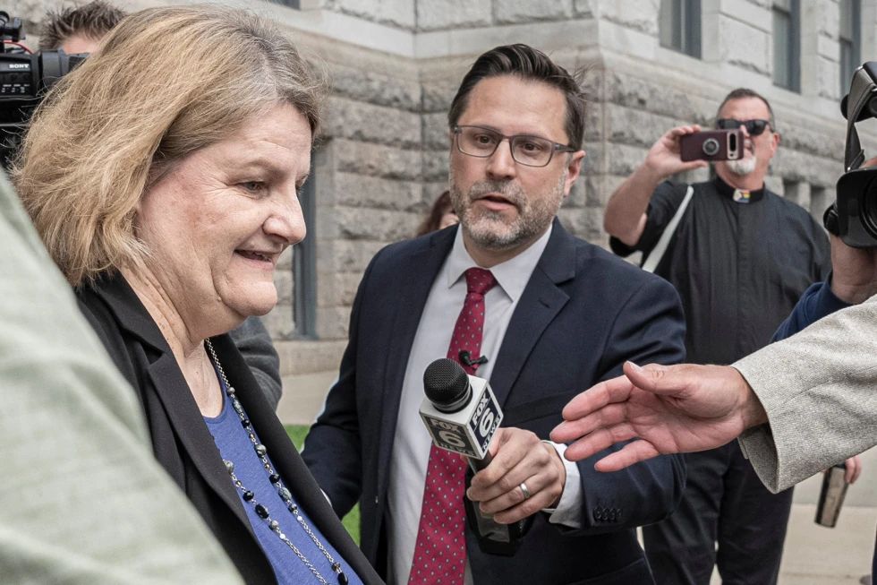 (Milwaukee County Circuit Judge Hannah Dugan leaves the federal courthouse after a hearing Thursday, May 15, 2025, in Milwaukee. (AP Photo/Andy Manis, File)