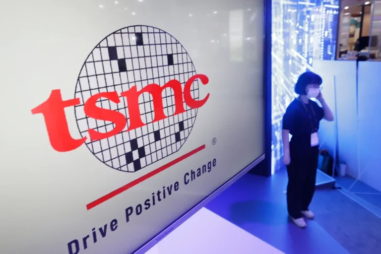 (This photo shows the logo of TSMC (Taiwan Semiconductor Manufacturing Company) during the Taiwan Innotech Expo at the World Trade Center in Taipei, Taiwan, Oct. 14, 2022.  AP Photo: Chiang Ying-ying, File)
