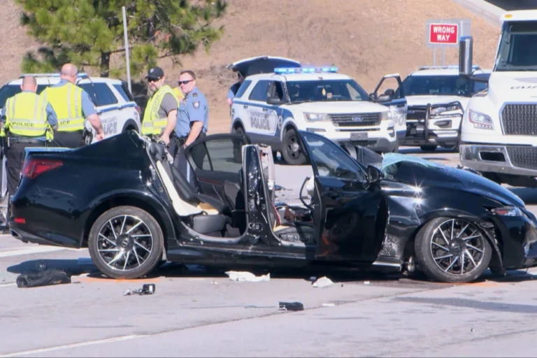 (This image taken from video provided by WTOC-TV shows law enforcement responding to the scene of a fatal car crash, Monday, Feb. 16, 2026, in Savannah, Ga. Photo: WTOC-TV)