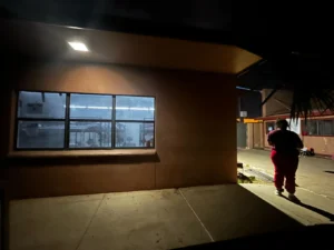 (Immigrant families settle in for the night at the Holding Institute in Laredo, Texas, on Feb. 12, 2026.  AP Photo: Valerie Gonzalez)