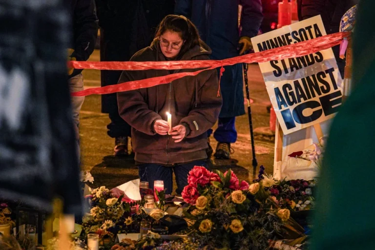 (People visit a makeshift memorial for Alex Pretti, who was fatally shot by a U.S. Border Patrol officer last week, on Saturday, Jan. 31, 2026, in Minneapolis. AP Photo: Ryan Murphy)