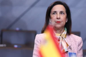 (Spain’s Defense Minister Margarita Robles waits for the start of a meeting of the North Atlantic Council in defense ministers format at NATO headquarters in Brussels, Wednesday, Oct. 15, 2025  AP Photo: Omar Havana, file)