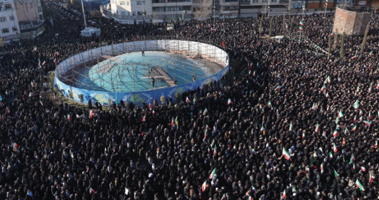 (Thousands of Iranian government supporters filled the main square in the central city of Yazd in mourning on Sunday, led by Shiite clerics, after US and Israeli strikes killed Supreme Leader Ayatollah Ali Khamenei. AP Photo from Video)