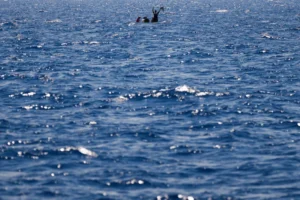 (FILE-- Migrants from Syria and Libya in a wooden boat call for help as they are assisted by Spanish NGO Open Arms during a rescue operation inside Malta’s SAR zone south of the Italian island of Lampedusa in the Mediterranean Sea, Wednesday, Aug. 10, 2022. AP Photo: Francisco Seco)