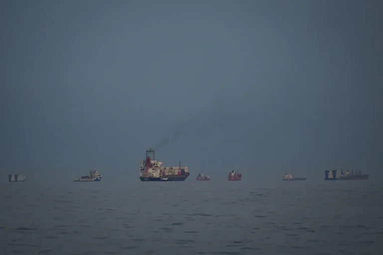 Ships cross the Strait of Hormuz