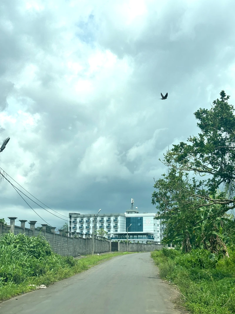 (A view of Bamy Hotel where migrants are held in Malabo, Equatorial Guinea, Wednesday, April 22, 2026.  AP Photo: Monika Pronczuk)