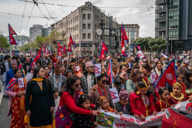 Members of the Nepalese community participate in a Nepal Day Parade in San Francisco, Calif. on Sunday, April 14, 2024. The gathering celebrated the growing Nepalese community in the Bay Area.
