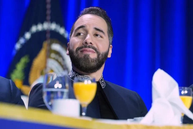 (President of El Salvador, Nayib Armando Bukele Ortez, listens as President Donald Trump speaks during the National Prayer Breakfast, Feb. 5, 2026, in Washington. (AP Photo/Evan Vucci, File)