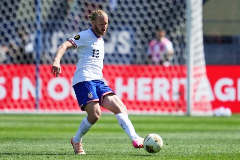 (United States defender Tim Ream (13) passes the ball during a CONCACAF Gold Cup soccer match against Trinidad and Tobago in San Jose, Calif., Sunday, June 15, 2025. AP Photo: Jeff Chiu, File)