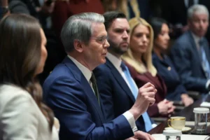 (Treasury Secretary Scott Bessent speaks during a Cabinet meeting at the White House, Thursday, March 26, 2026, in Washington.  AP Photo: Alex Brandon)