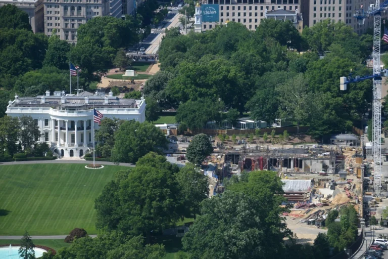 (Work continues on the construction of the ballroom at the White House, Saturday, May 16, 2026, in Washington, where the East Wing once stood. (AP Photo/Rod Lamkey, Jr.)