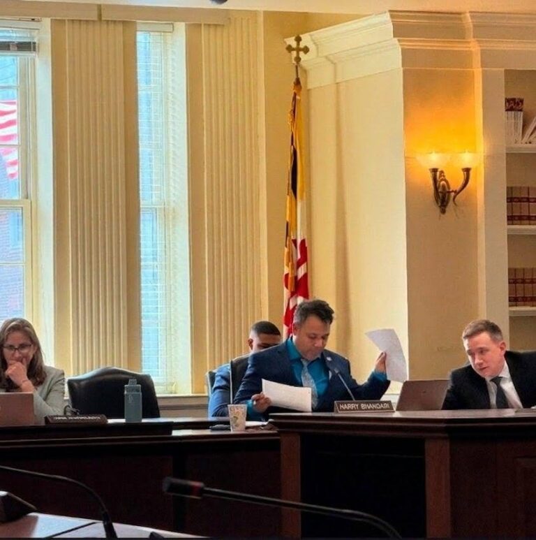 State Delegate Dr. Harry Bhandari representing Maryland at a committee meeting under the State Legislature.