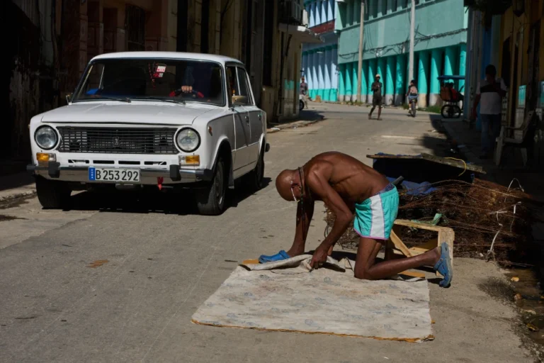 (A man repairs a mattress in Havana, Cuba, Tuesday, June 9, 2026.  AP Photo: Ramon Espinosa)