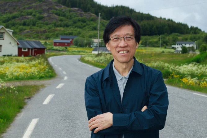(In this photo taken on Wednesday, June 25, 2025 and released by Cherry Au Hon I, Macao's pro-democracy former lawmaker Au Kam San poses for a photo during a family trip in Norway. AP Photo)