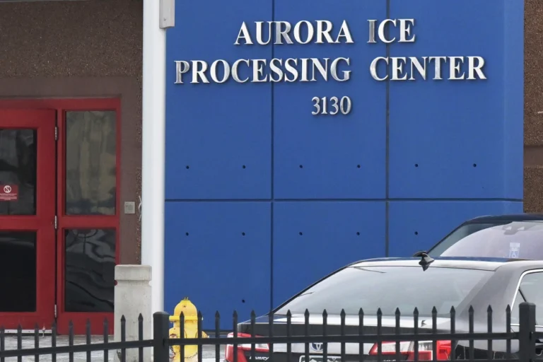 (The Aurora ICE Processing Center in Aurora, Colo., on Jan. 21, 2025.  File Photo: RJ Sangosti Post via AP,)