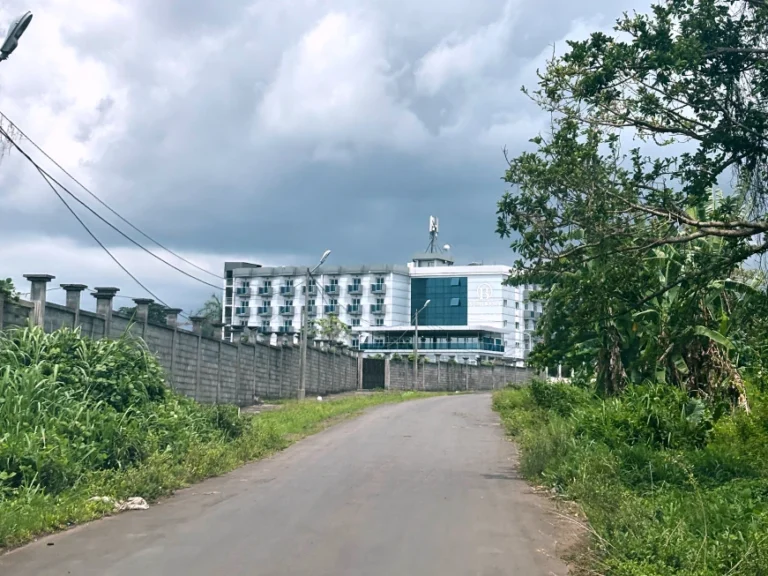 (A view of Bamy Hotel, where migrants are held, is seen in Malabo, Equatorial Guinea, on April 22, 2026.  AP File Photo: Monika Pronczuk)