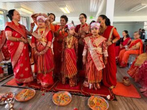 (The fourth Ihi (Bel Bibaha) ceremony was successfully conducted in accordance with tradition, organized by Newa Khala Colorado and attended by the families of the young girls. Photo: Newa Khala Colorado)