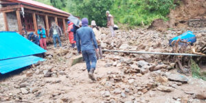 (Settlement in Gairigaun, Jagadulla Rural Municipality-5, damaged by the flood. Photo courtesy: District Police Office, Dolpa)