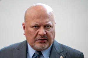 (Karim Khan, Prosecutor of the International Criminal Court, looks up prior to a news conference in The Hague, Netherlands, July 3, 2023.  AP File Photo: Peter Dejong)