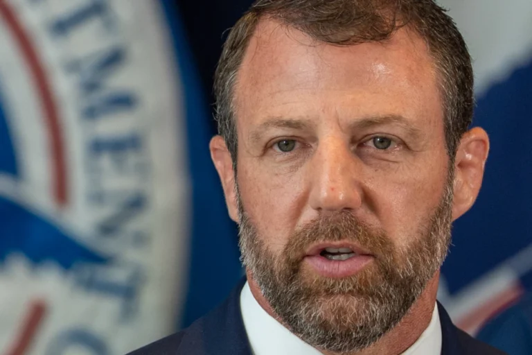 (Department of Homeland Security Secretary Markwayne Mullin speaks during a news conference Wednesday, July 1, 2026, in New York. AP Photo: David ‘Dee’ Delgado)