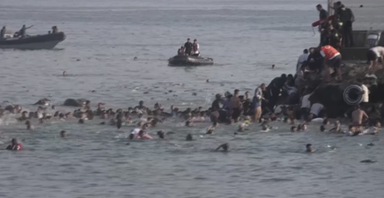 Migrants crossed into Spanish territory of Ceuta
