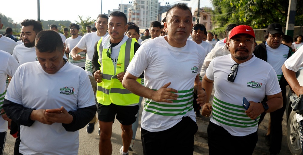 (Participants in the ‘Green Run’ event organized by the Nepali Congress in the Kathmandu Valley. Photo: Bikash Dware)