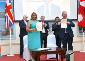 (To expand trade and investment under the Nepal-UK economic partnership, Alan Rides (CEO of the West London Chamber) and Dr. Renu Raj (Vice President) signed two important MoUs in London, while Prithvi Raj Pande (President of the Confederation of Nepalese Industries) and Dr. Roshan Rathi (President of the Nepal-Britain Chamber) signed them virtually from Kathmandu.)