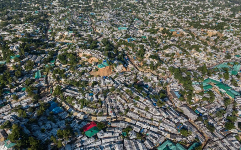(An aerial view of a Rohingya refugee camp, home to over a million of Myanmar’s persecuted Rohingya minority, in Cox’s Bazar, Bangladesh, Nov. 25, 2025. (AP Photo/Mahmud Hossain Opu, File)