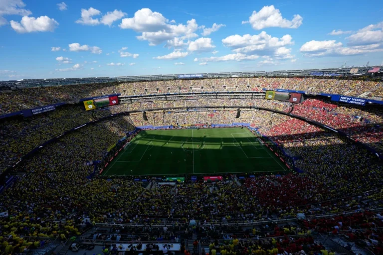 (A general view of the MetLife stadium during the World Cup Group C soccer match between Brazil and Morocco in East Rutherford, N.J., near New York, Saturday, June 13, 2026.  AP Photo: Matt Slocum)