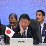 (Japan’s Foreign Minister Toshimitsu Motegi attends the 27th Association of Southeast Asian Nations (ASEAN) Plus Three Ministers’ Meeting in Pasay, Metro Manila, Philippines Thursday, July 23, 2026.  Jam Sta Rosa: Pool Photo via AP)
