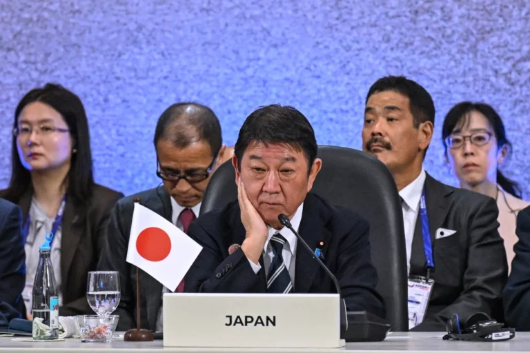 (Japan’s Foreign Minister Toshimitsu Motegi attends the 27th Association of Southeast Asian Nations (ASEAN) Plus Three Ministers’ Meeting in Pasay, Metro Manila, Philippines Thursday, July 23, 2026.  Jam Sta Rosa: Pool Photo via AP)