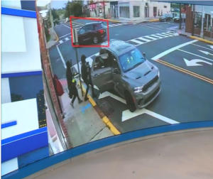 (A screenshot of CCTV footage from '9 Lakh Jewelers' on Oak Tree Road in Woodbridge Township, New Jersey, shows the robbers exiting the store on the night of August 8.)