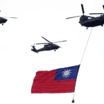 Heli fly over Taiwan Flag