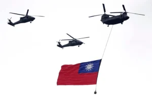 Heli fly over Taiwan Flag