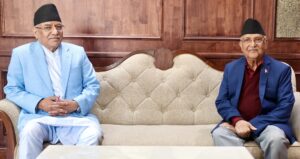 (NCP Coordinator Pushpa Kamal Dahal ‘Prachanda’ and UML Chairman KP Sharma Oli. Photo: RSS)